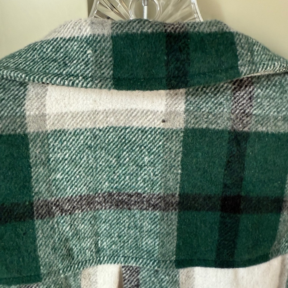 NWT Plaid Unlined Shacket Jacket SZ M Green Whte Black - Picture 9 of 12